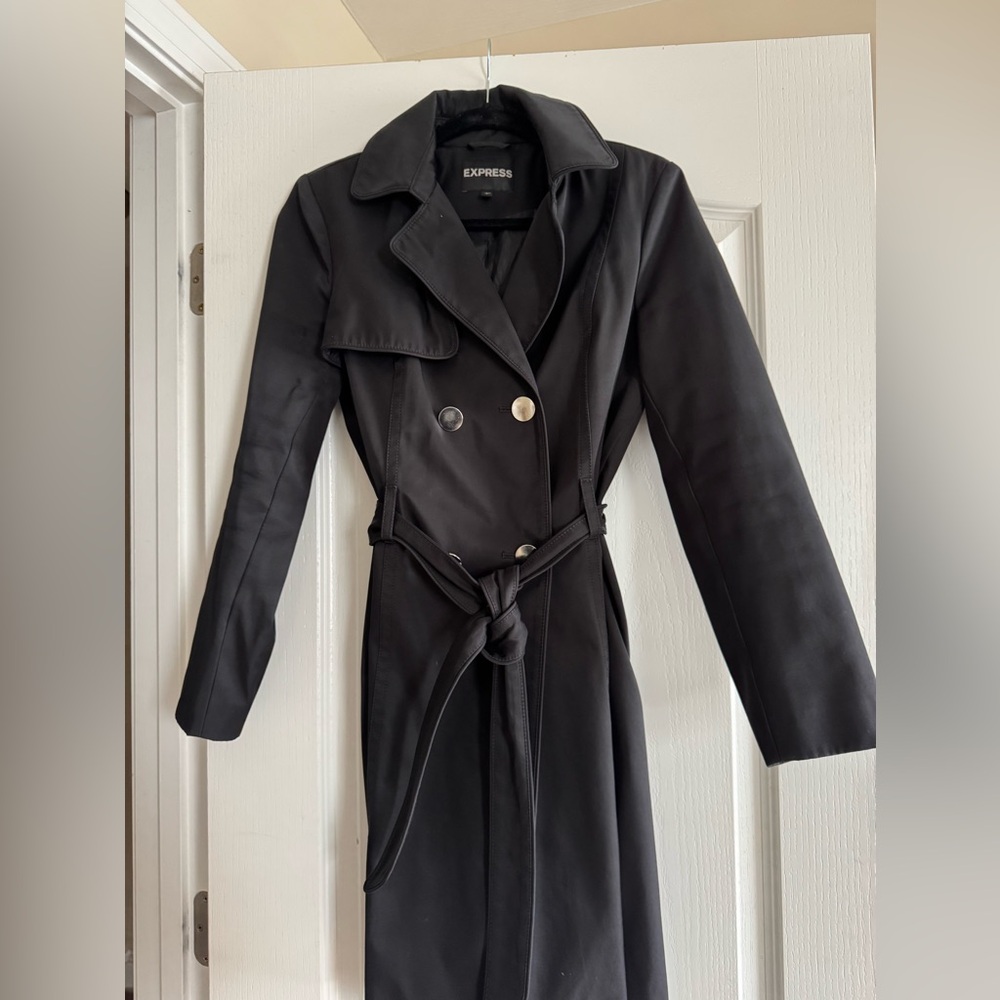 Express Women's Elegant Black Trench Coat